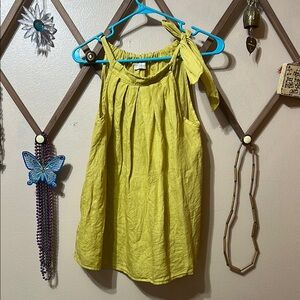 Vibrant Yellow Side Tie Pleated Tank Top